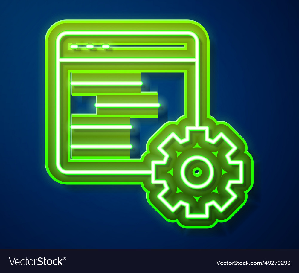 Glowing neon line computer api interface icon vector image Glowing neon line computer api interface icon