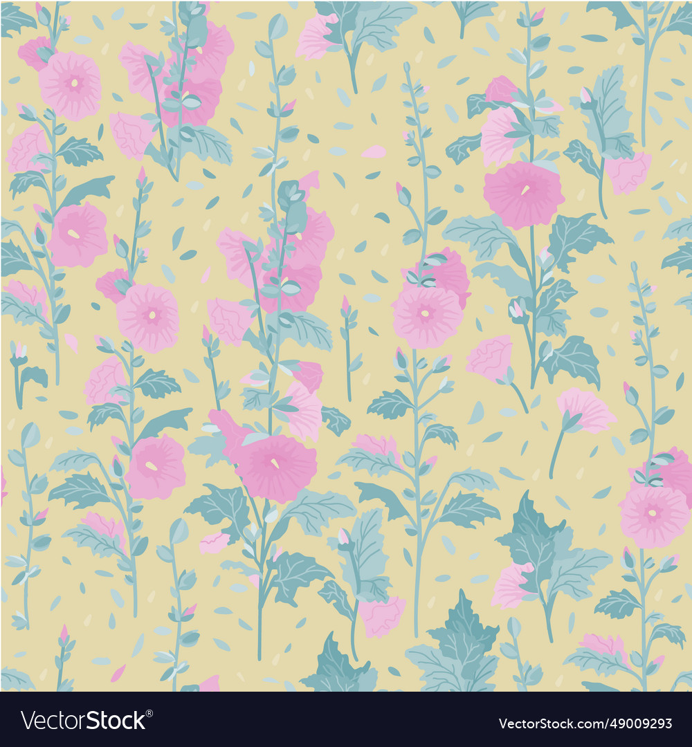 Mallow floral seamless pattern Royalty Free Vector Image