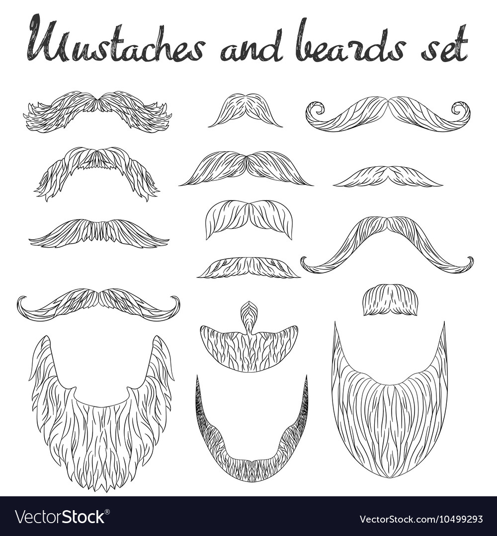 Man hair mustache beards collection hipster Vector Image