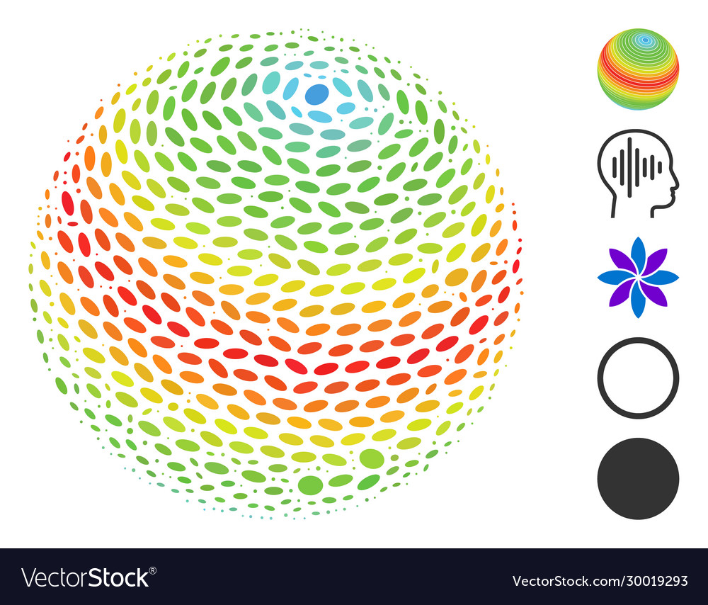 Oval collage abstract sphere spectrum stripes