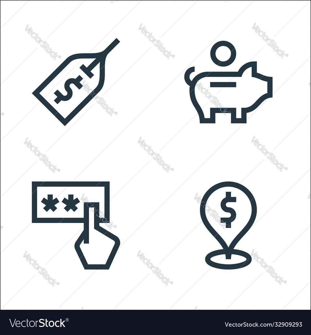 Payment line icons linear set quality