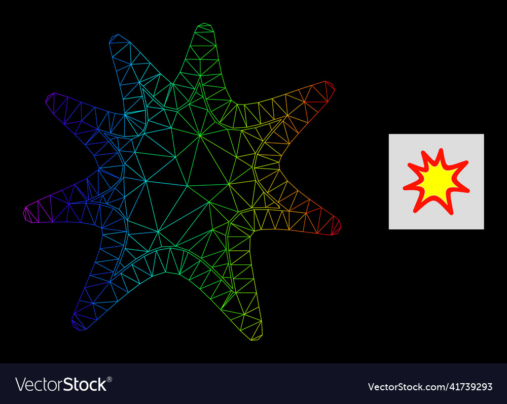 Rainbow gradient polygonal mesh exploding boom