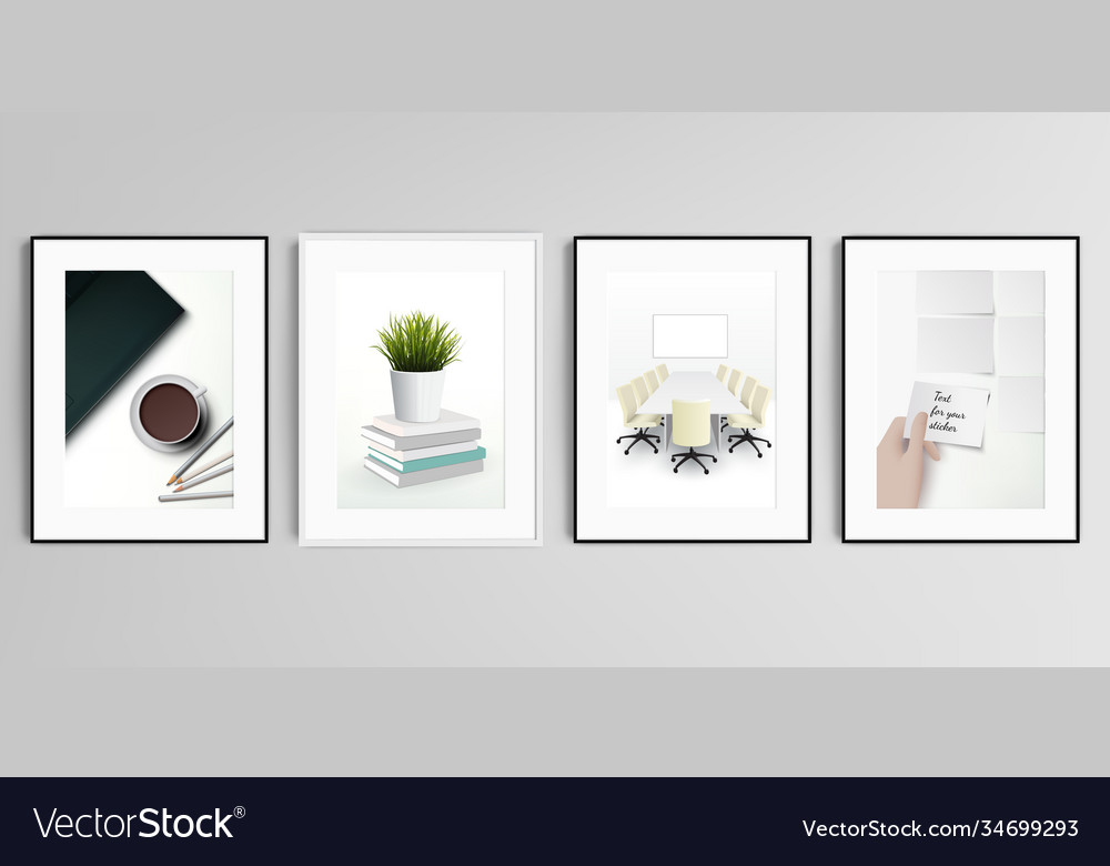 Realistic set picture frames in a4 vector image Realistic set picture frames in a4