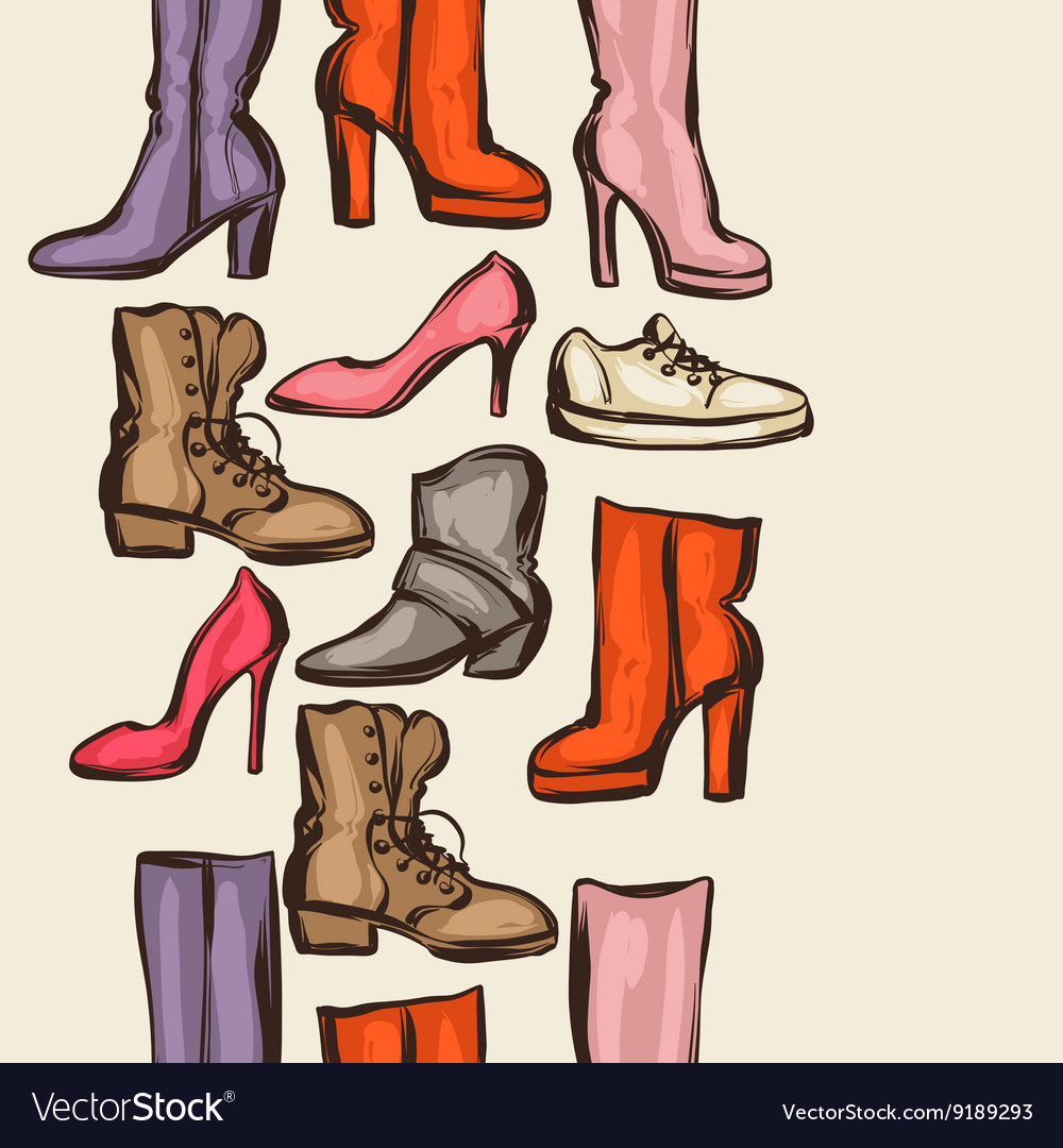 Seamless pattern with shoes hand drawn