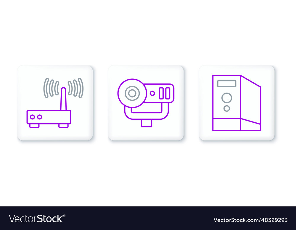 Set line case of computer router and wi-fi signal vector image Set line case of computer router and wi-fi signal