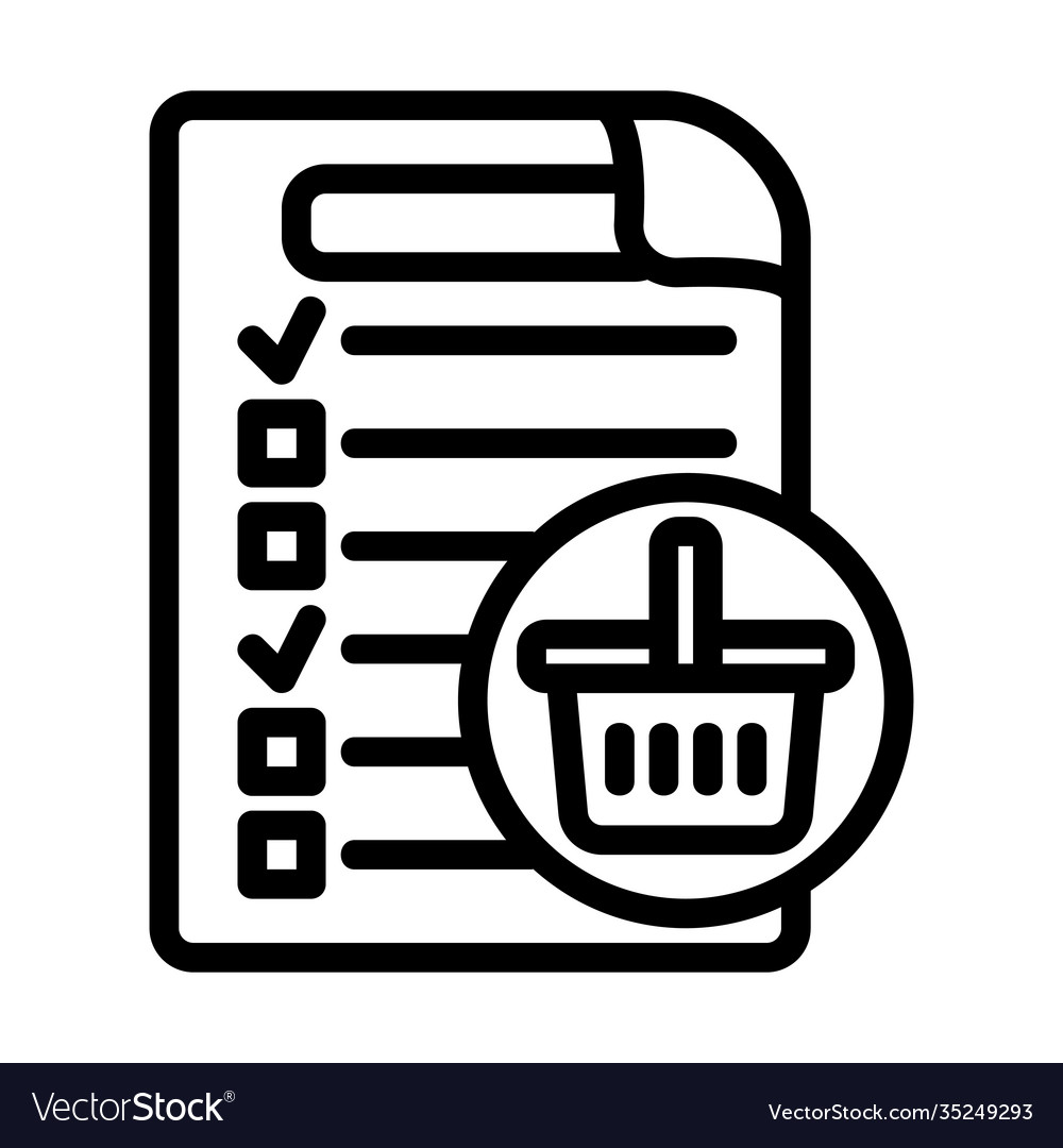 Shopping list icon in line style for any projects vector image Shopping list icon in line style for any projects