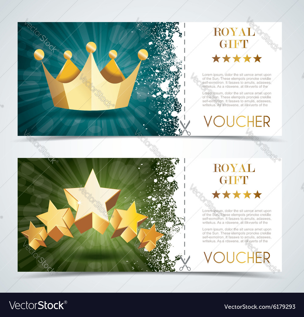 Voucher premium template with gold crown Vector Image