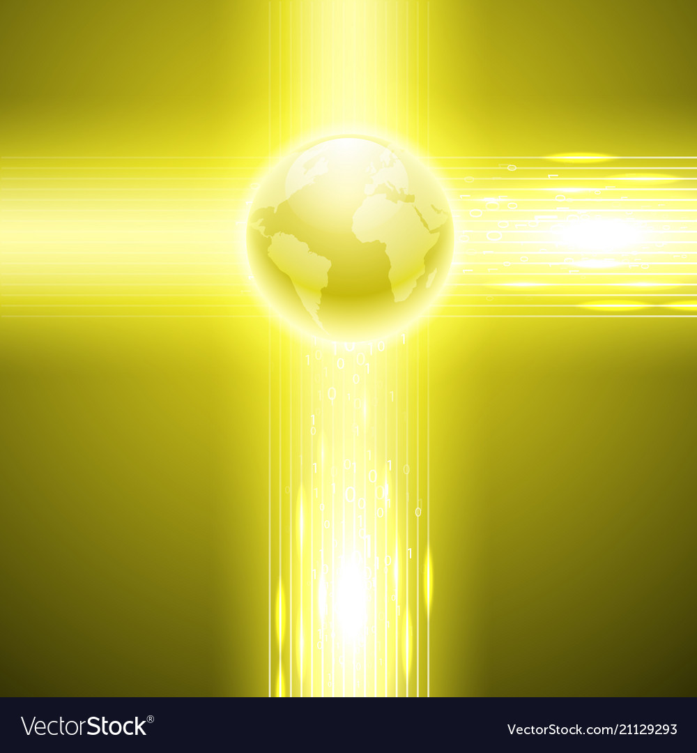 Gelber Hintergrund mit binären Code auf der Welt vector image Gelber Hintergrund mit binären Code auf der Welt