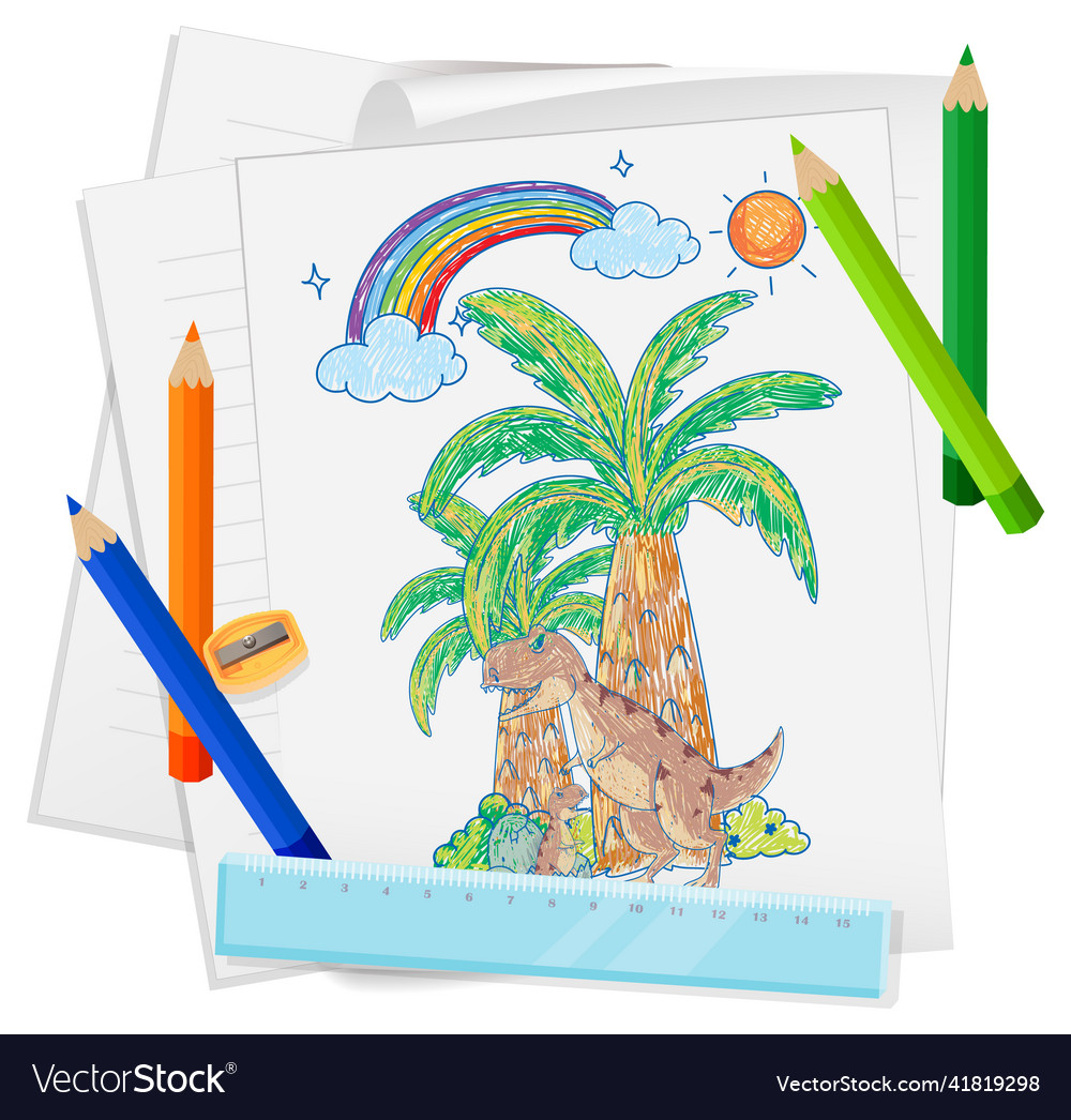 A paper with doodle sketch design with color Vector Image