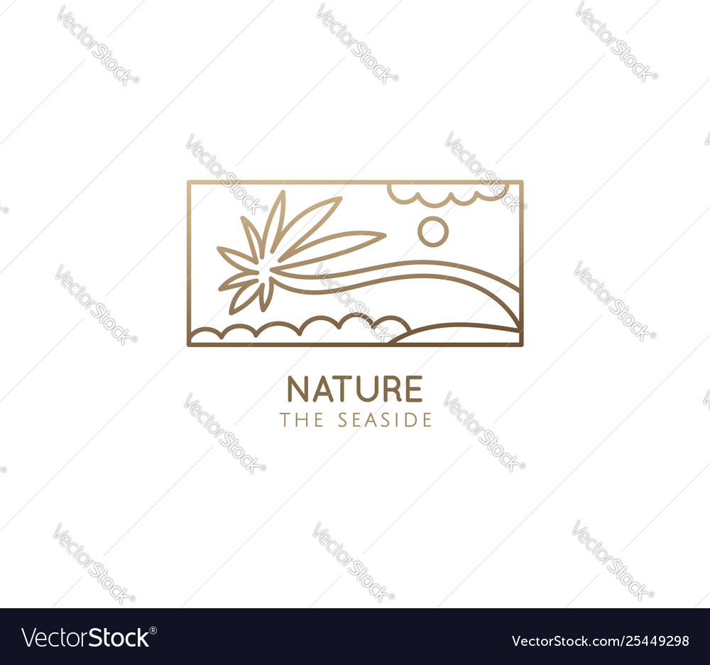 Abstract tropic logo restor with palm vector image Abstract tropic logo restor with palm