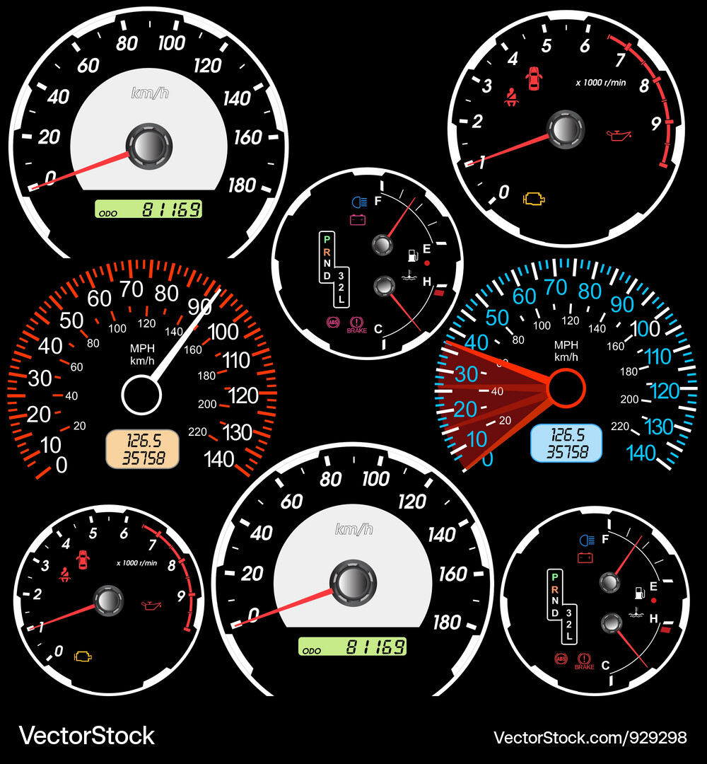 Auto Speedometer Vector Car Speedometer Collection Royalty Free Vector Image