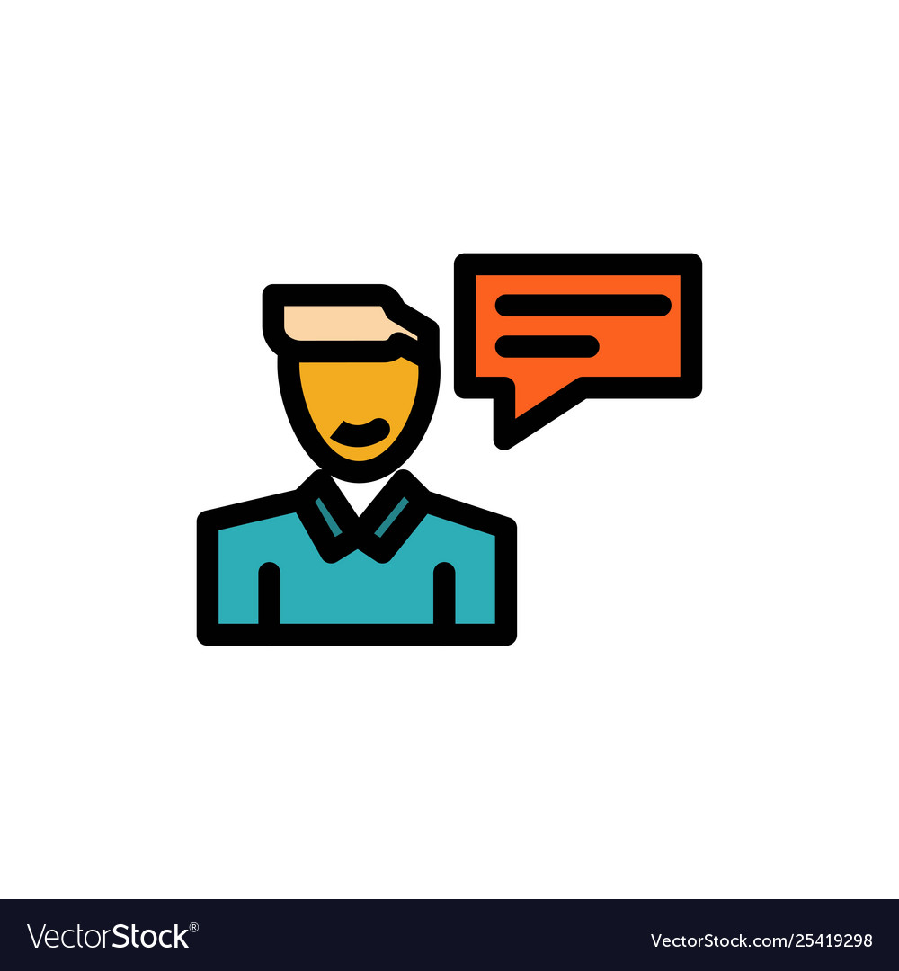 Chat message popup man conversation flat color vector image Chat message popup man conversation flat color