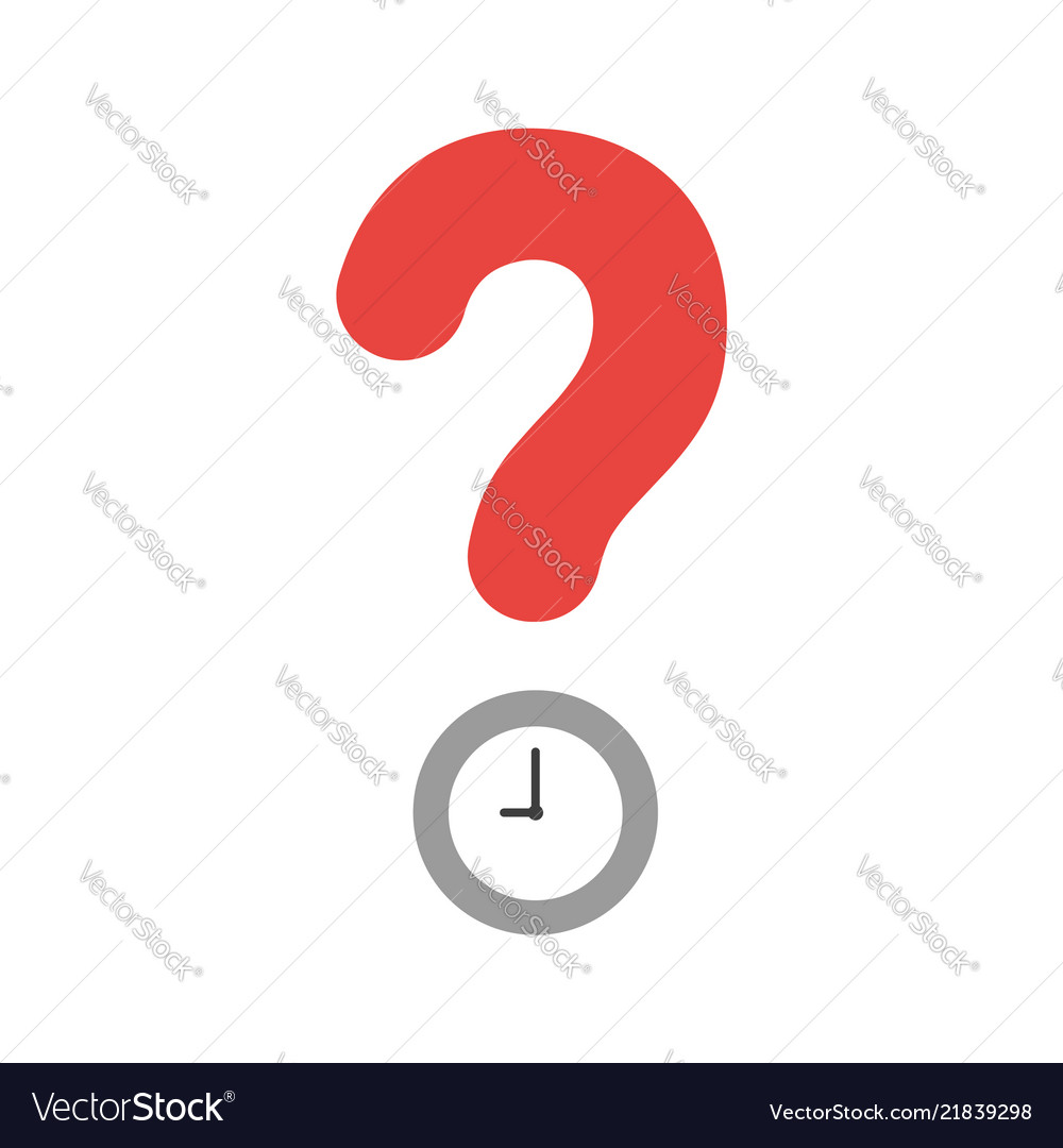 Icon concept of question mark with clock time