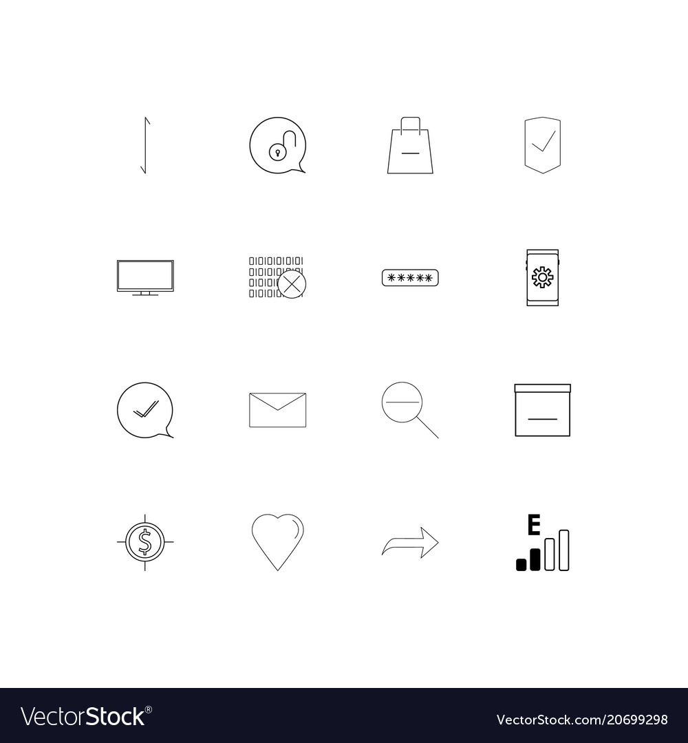 Interface simple linear icons set outlined