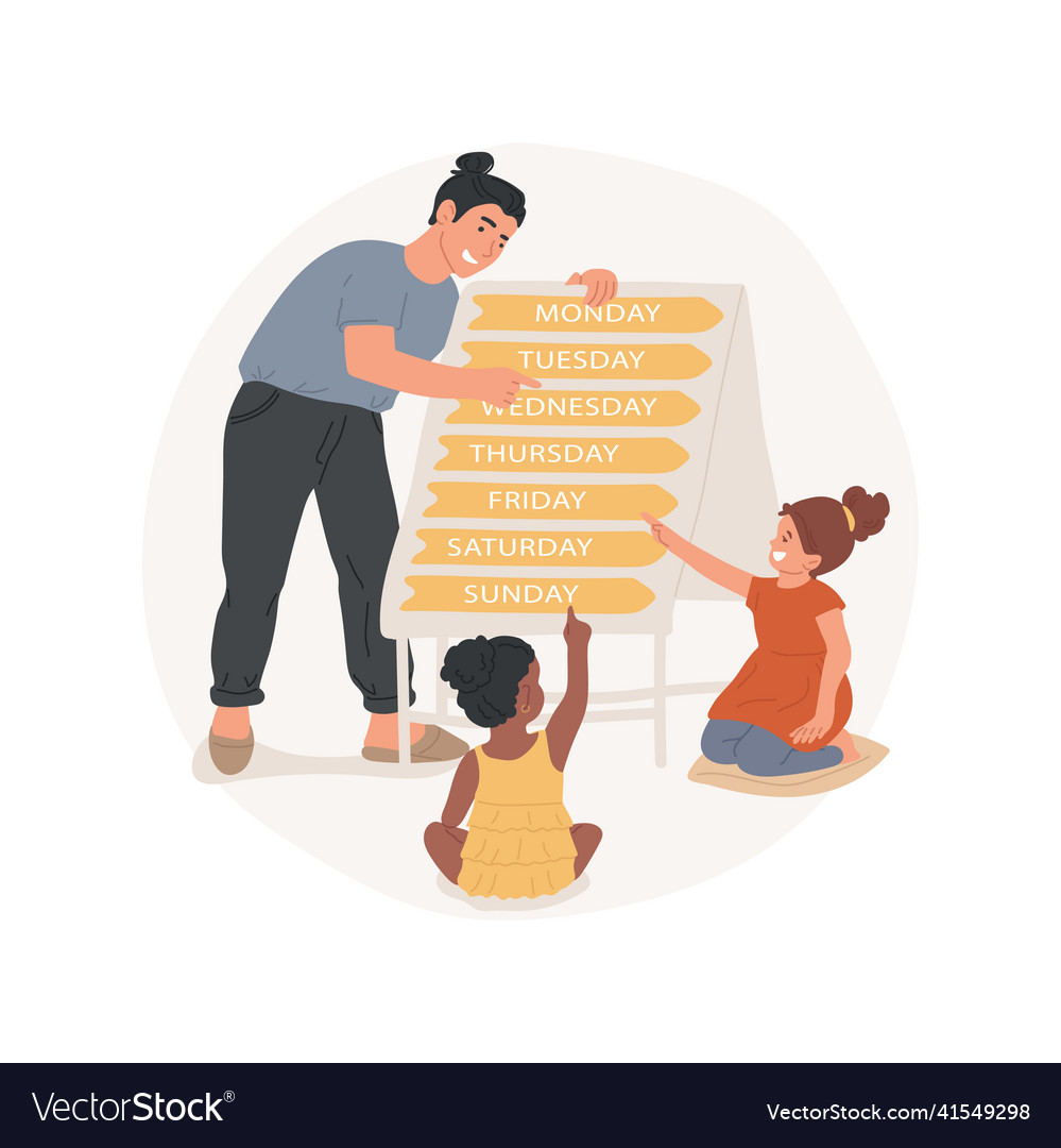 Learn days of the week isolated cartoon Royalty Free Vector Learn days of the week isolated cartoon Royalty Free Vector