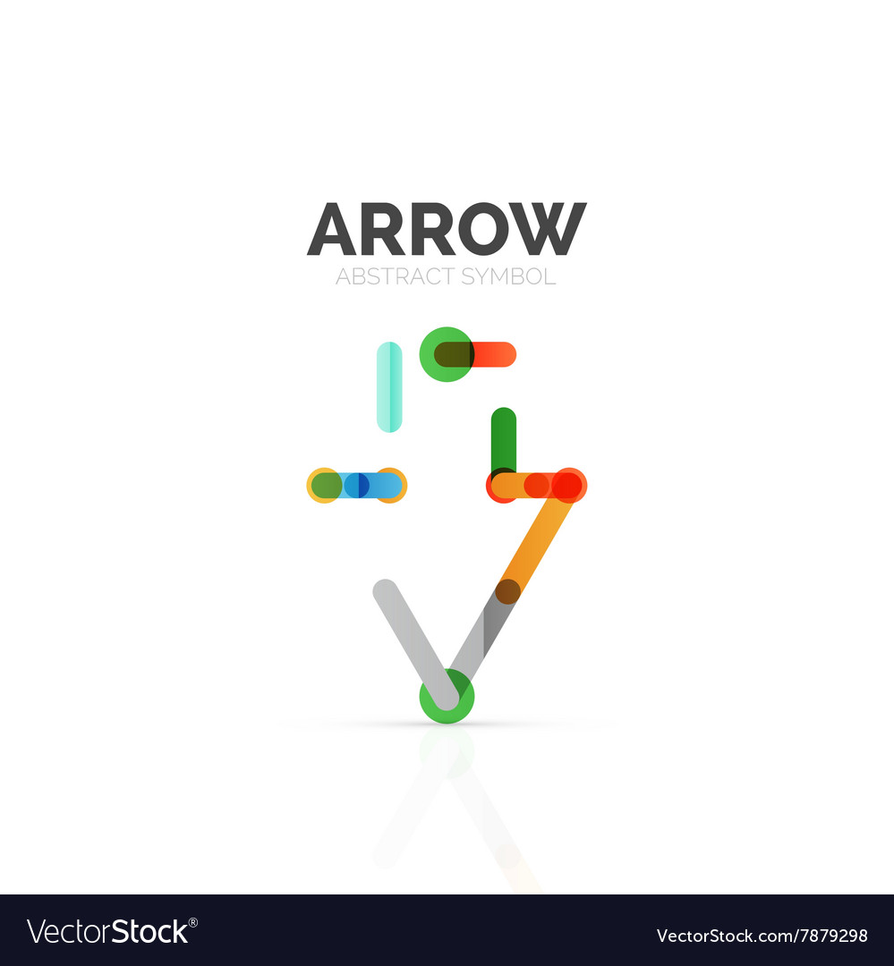 Linear arrow abstract logo connected multicolored