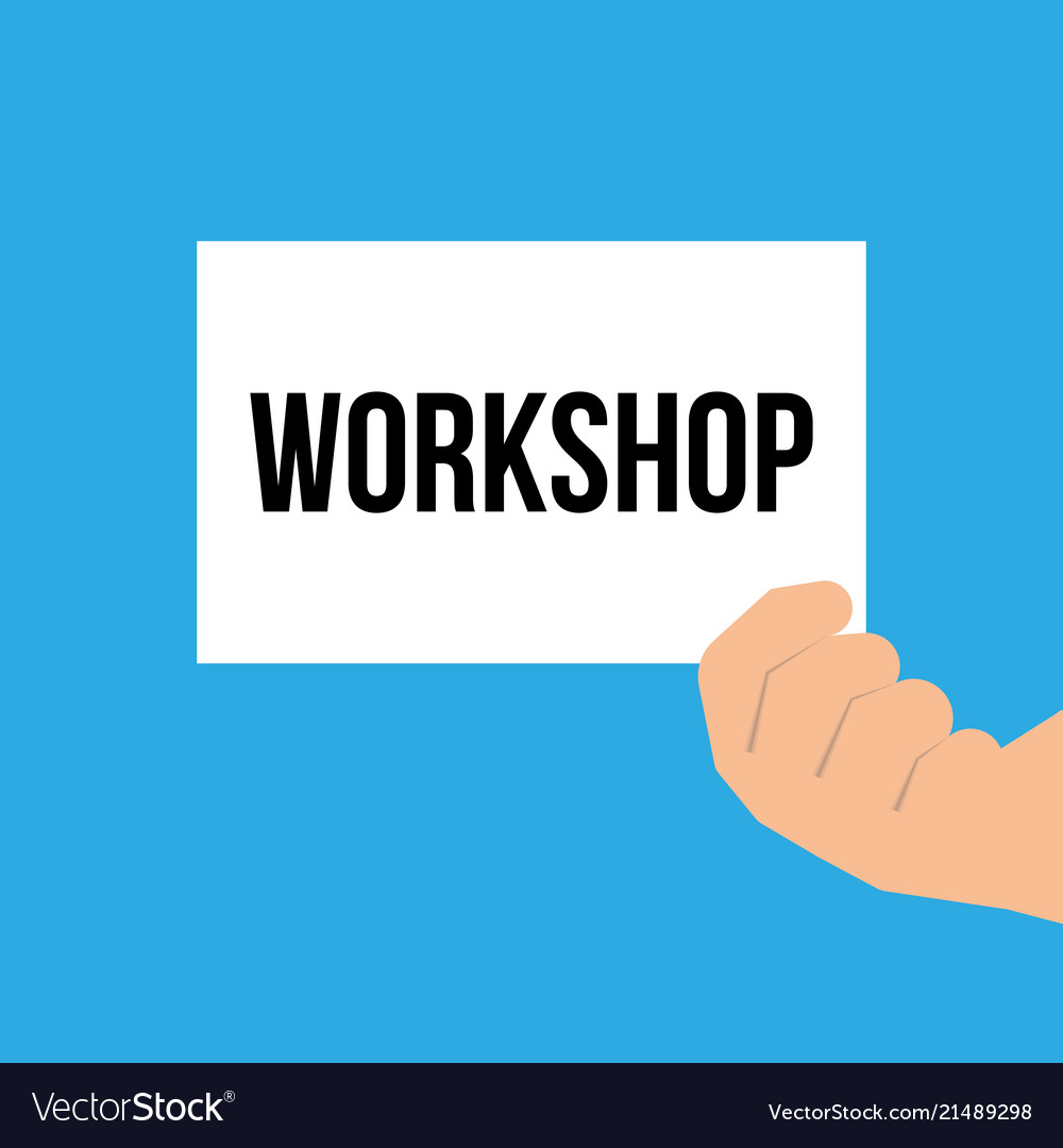 Man showing paper workshop text