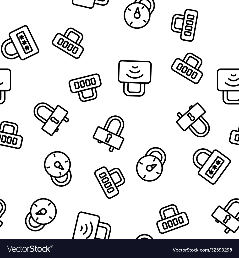 Padlock security tool seamless pattern vector image Padlock security tool seamless pattern