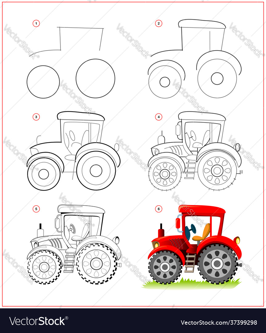 Page shows how to learn draw step toy vector image Page shows how to learn draw step toy