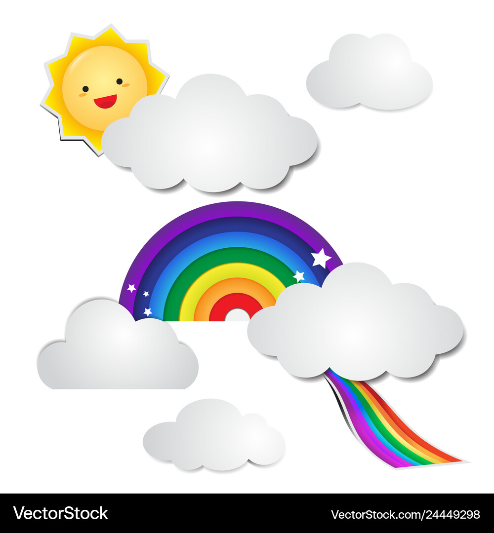 Rainbow Cloud with Sun Royalty Free Vector Image