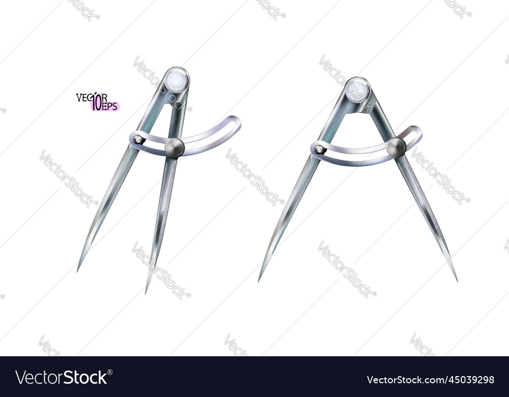 Realistic compass or dividers open marking tool Vector Image