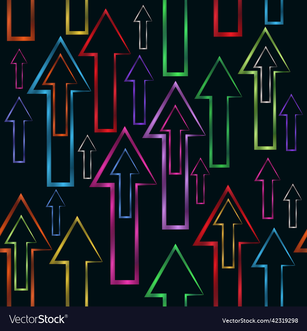 Seamless image pattern triangle arrow neon lights vector image Seamless image pattern triangle arrow neon lights