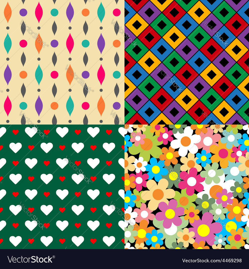 Seamless patterns set 3 abstract colorful