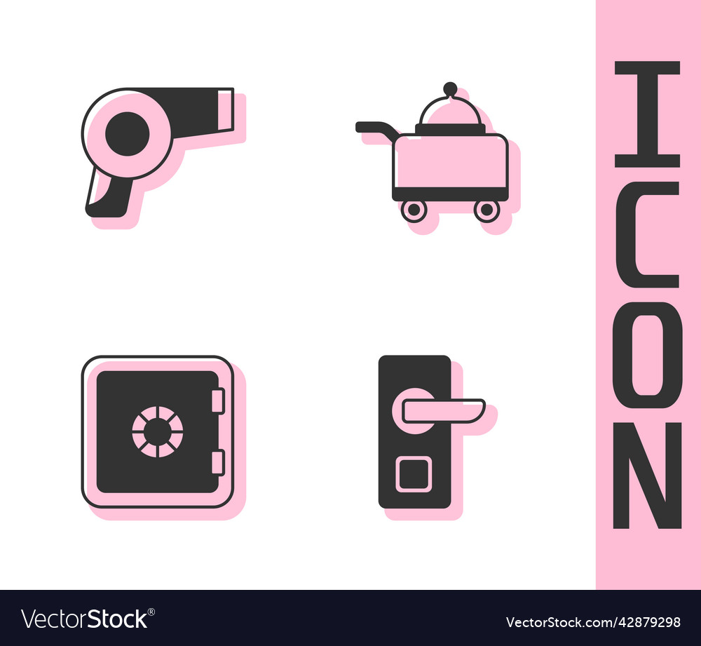 Set digital door lock hair dryer safe vector image Set digital door lock hair dryer safe