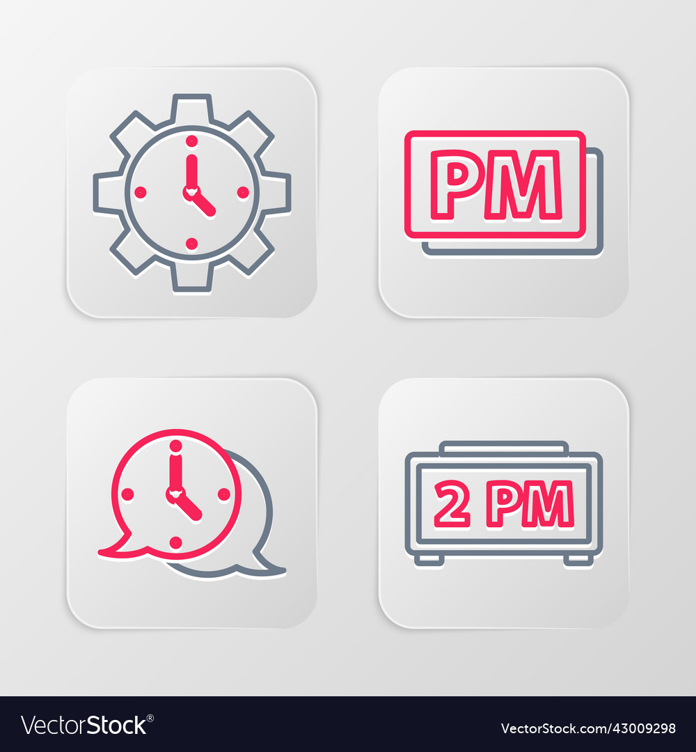 Set line digital alarm clock speech bubble Vector Image Set line digital alarm clock speech bubble