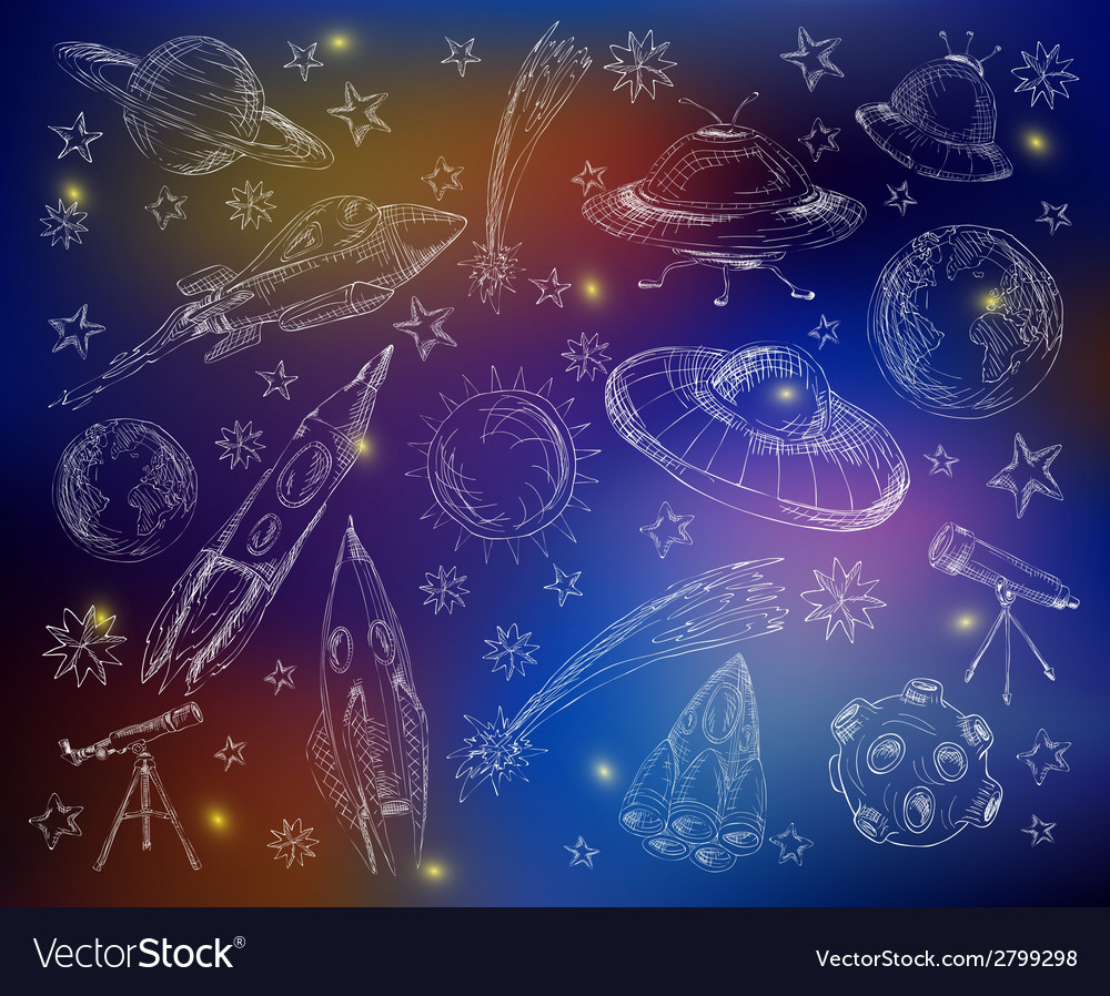 Space set color background Royalty Free Vector Image