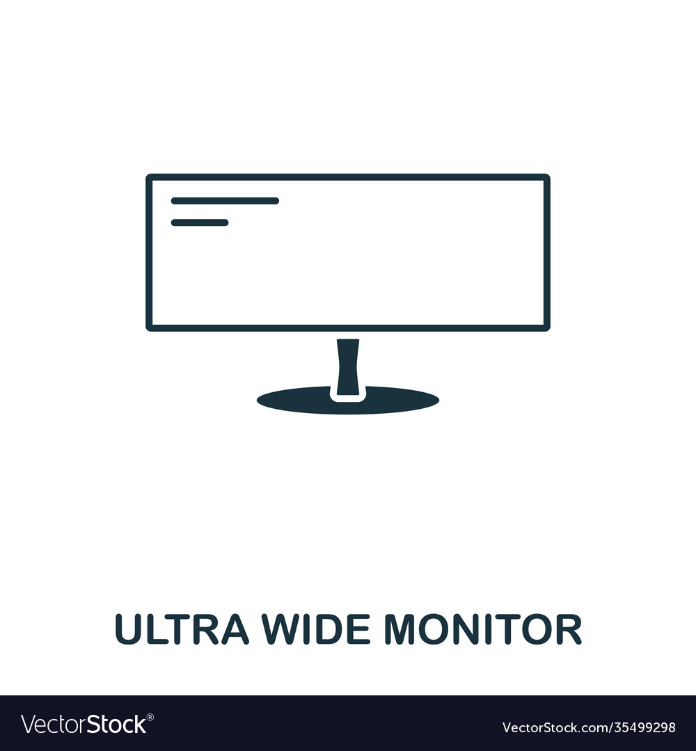 Ultra wide monitor icon line style design ui