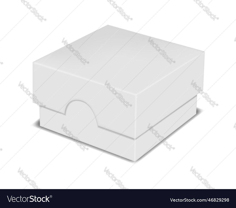 White square cardboard box realistic mockup Vector Image