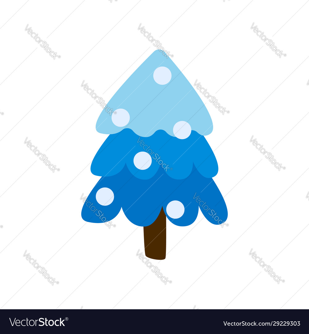 Cartoon tree in garlands isolated on white Vector Image