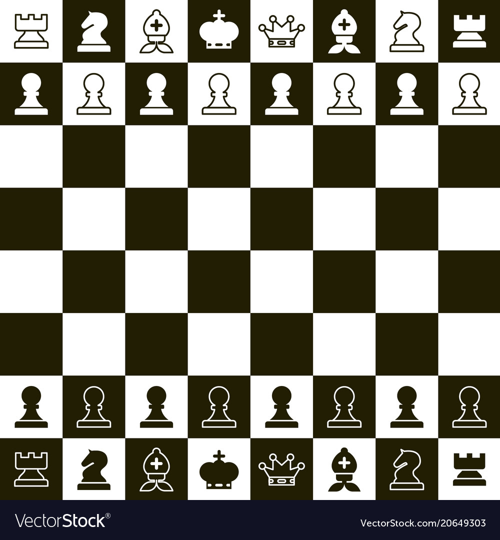 Chess Board Top View Pieces Royalty Free Vector Image