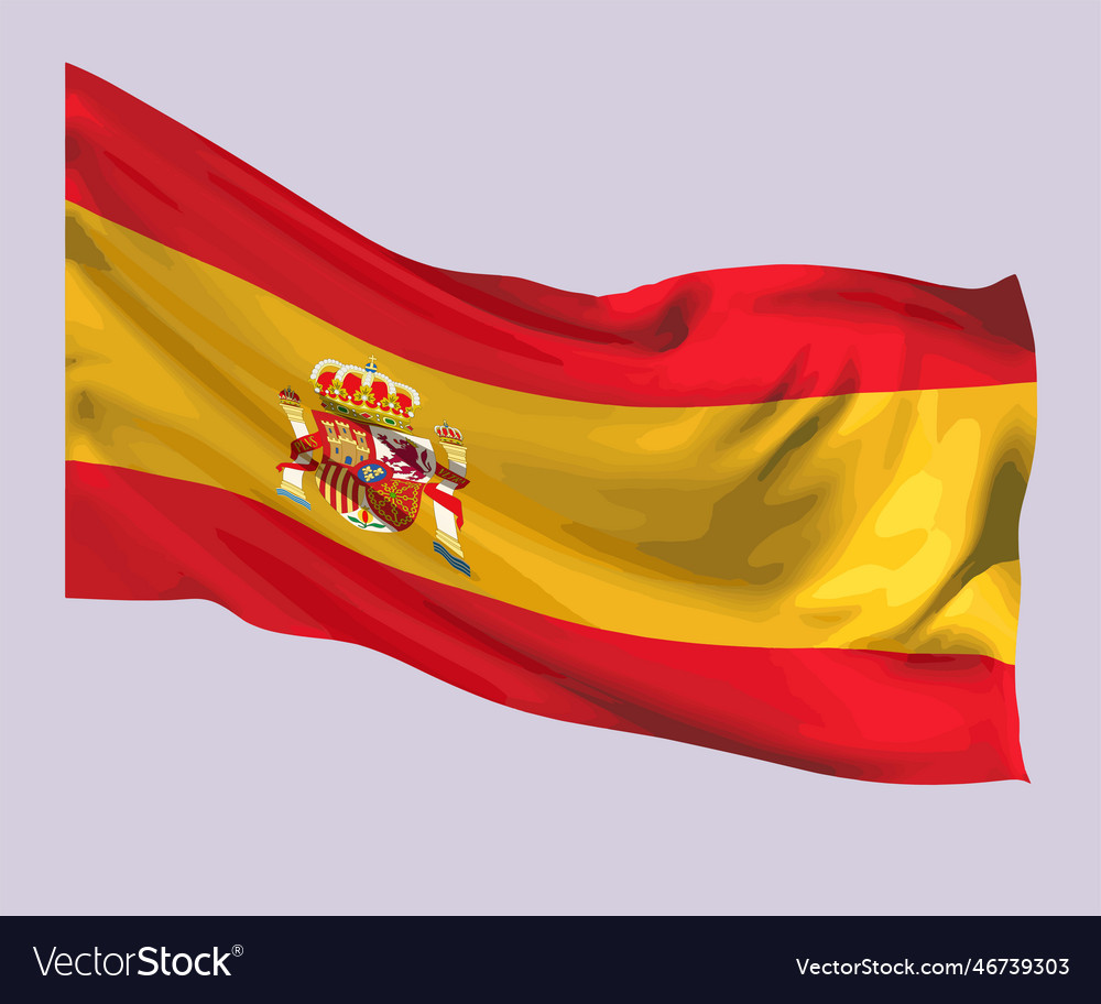 Flag Of The Kingdom Spain With Coat Arms Vector Image