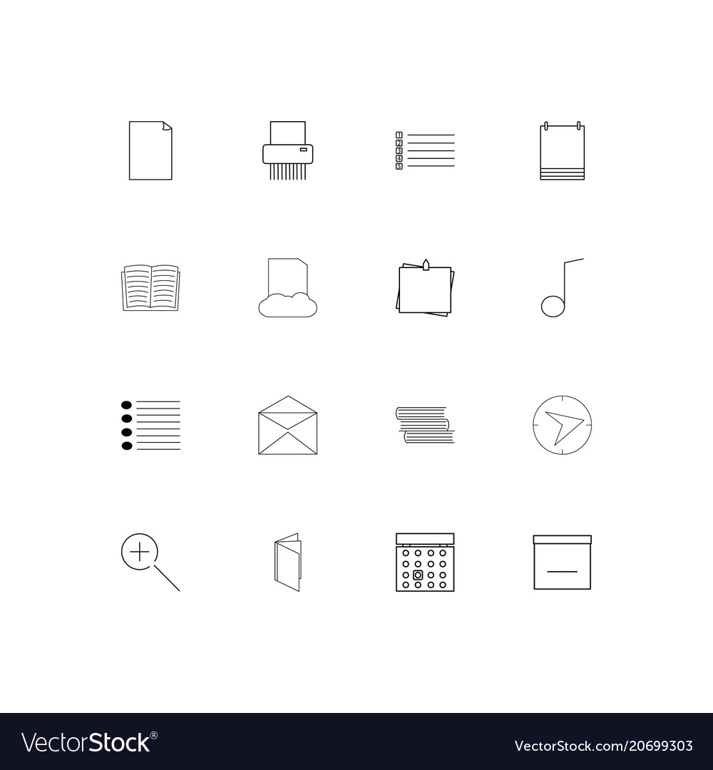 Office simple linear icons set outlined