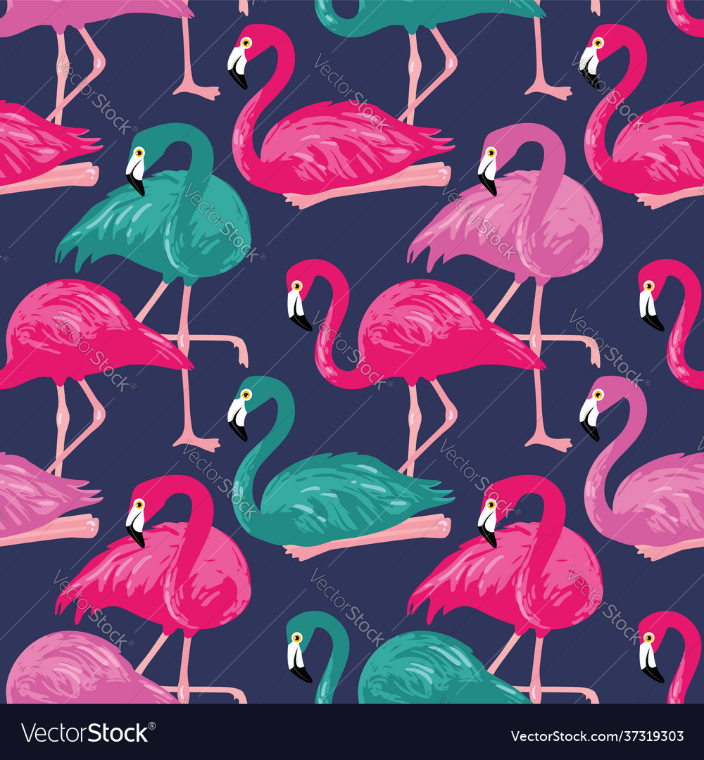 Seamless pattern with flamingos Vector Image Seamless pattern with flamingos