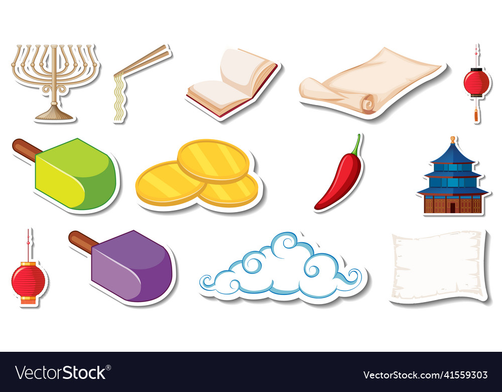 Set of different traditional objects