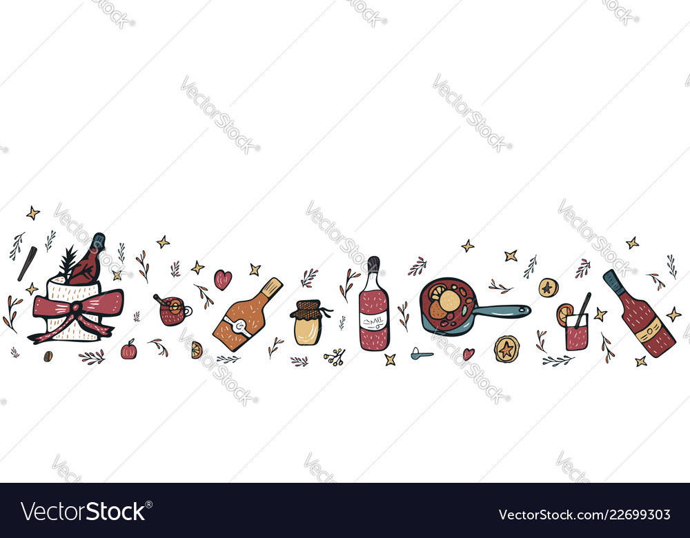 Set of mulled wine elements and objects Vector Image Set of mulled wine elements and objects