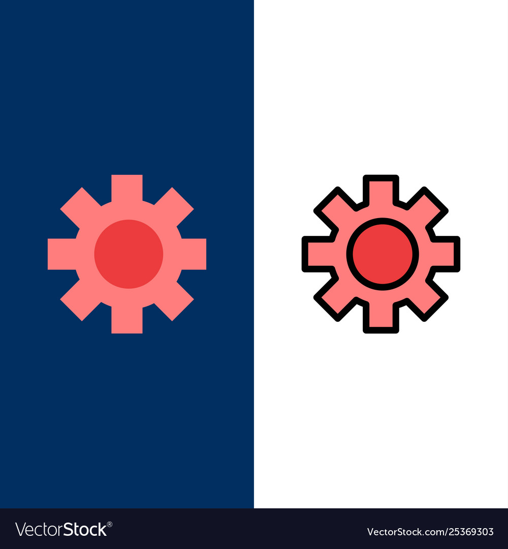 Setting gear logistic global icons flat and line vector image Setting gear logistic global icons flat and line