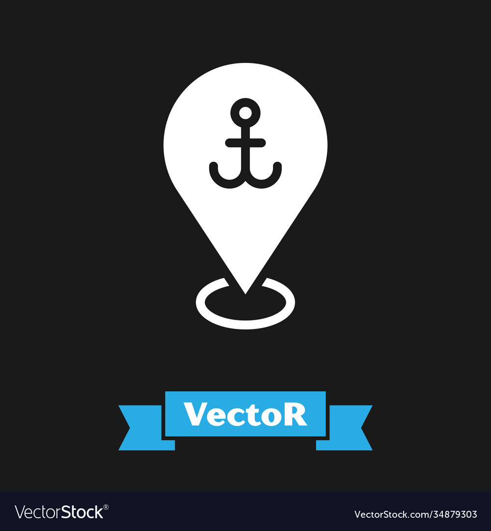 White map pointer with anchor icon isolated