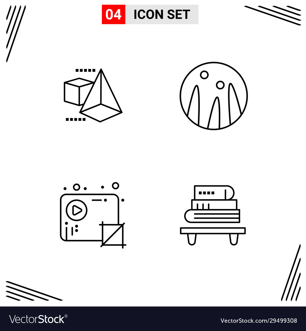 4 icons line style grid based creative outline