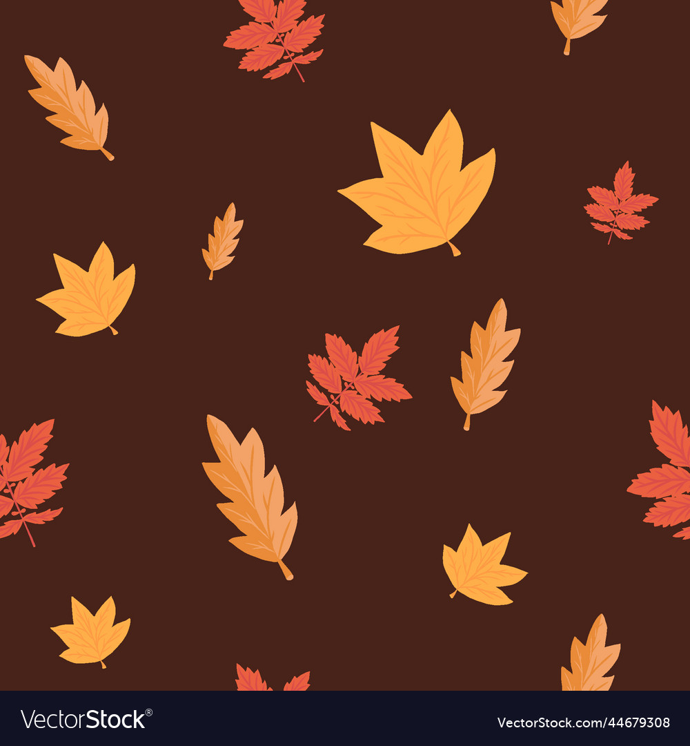 A seamless pattern leaves from different trees