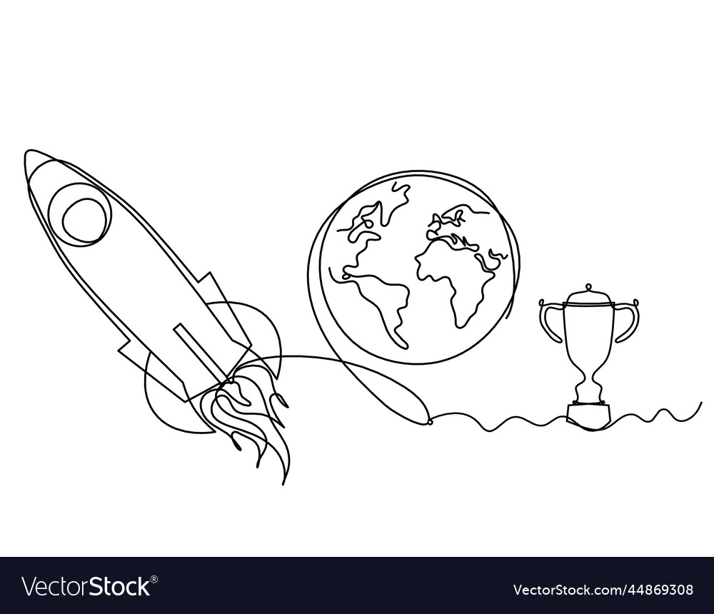 Abstract color rocket with trophy as continuous Vector Image Abstract color rocket with trophy as continuous