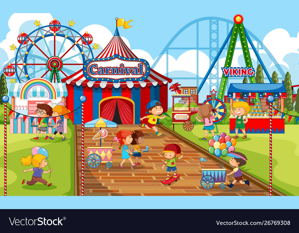 An outdoor funfair scene Royalty Free Vector Image