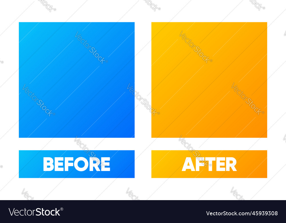 Before and after frames design template on two vector image Before and after frames design template on two