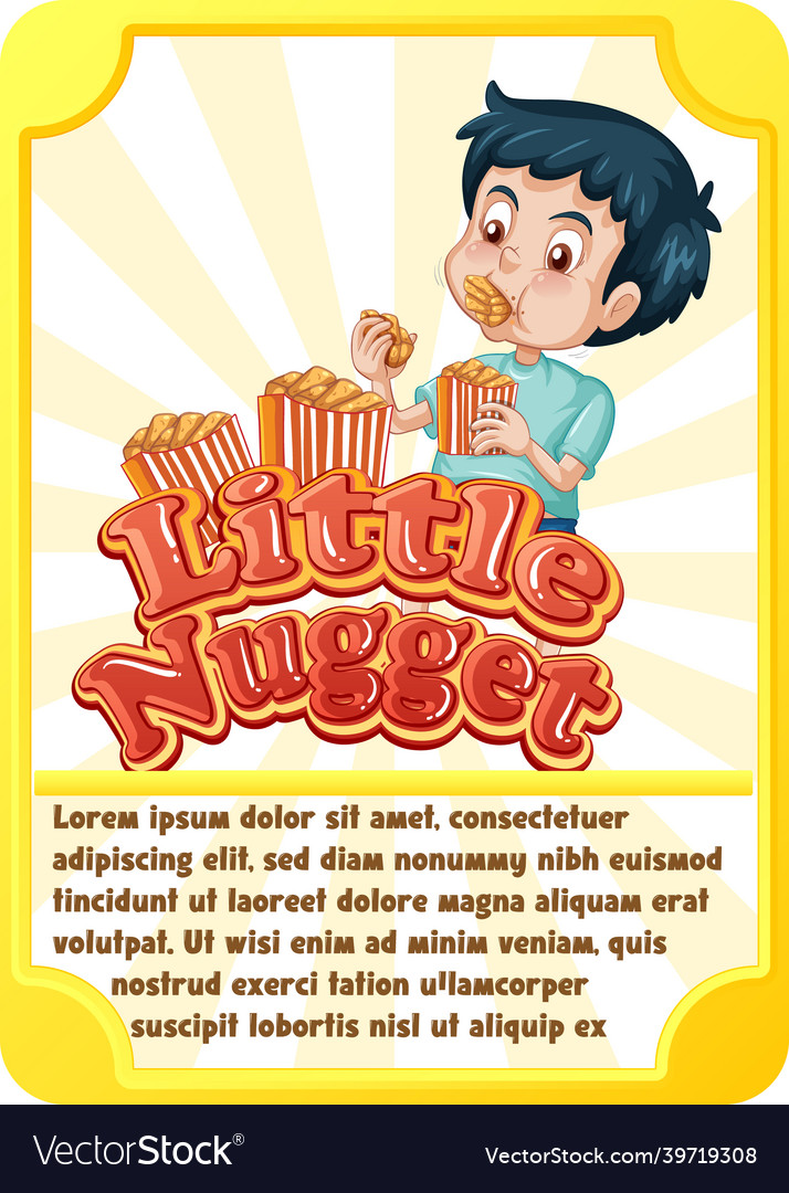 Character game card template with word little vector image Character game card template with word little