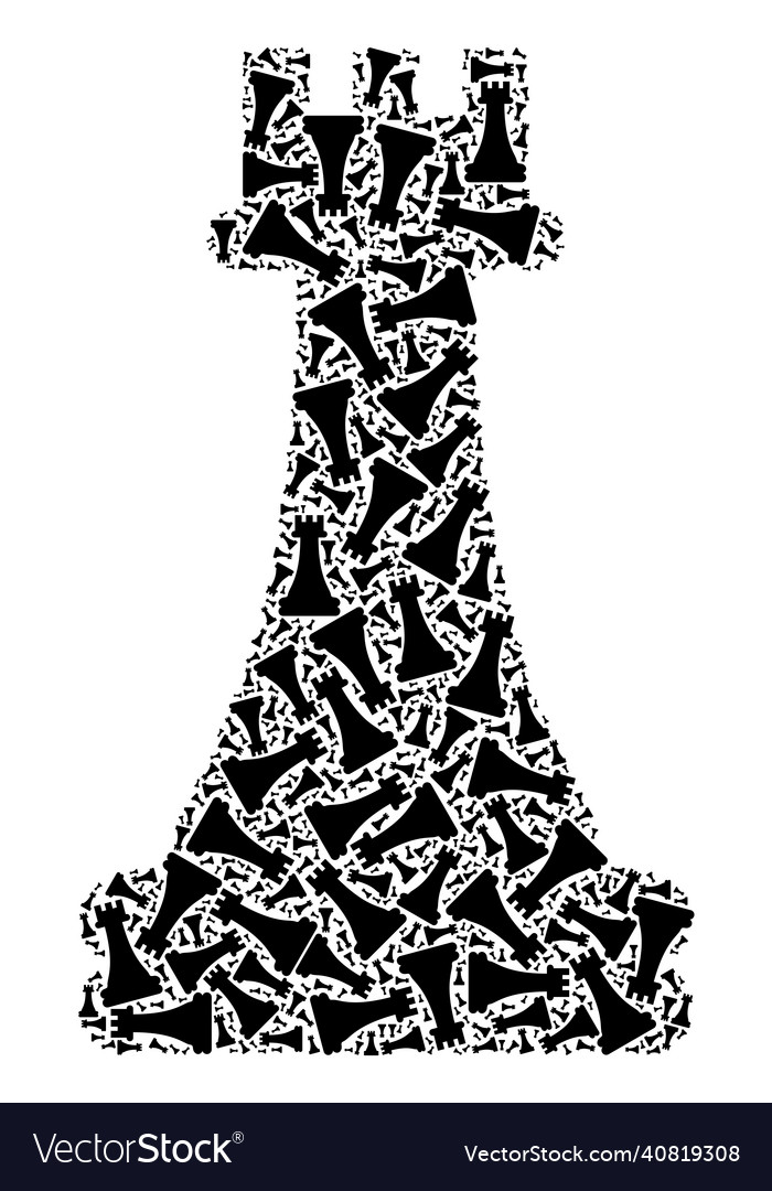 Chess king recursion icon collage of self items