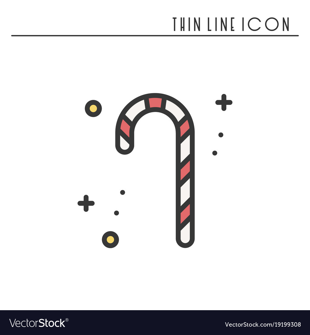 Christmas candy cane thin line icon new year