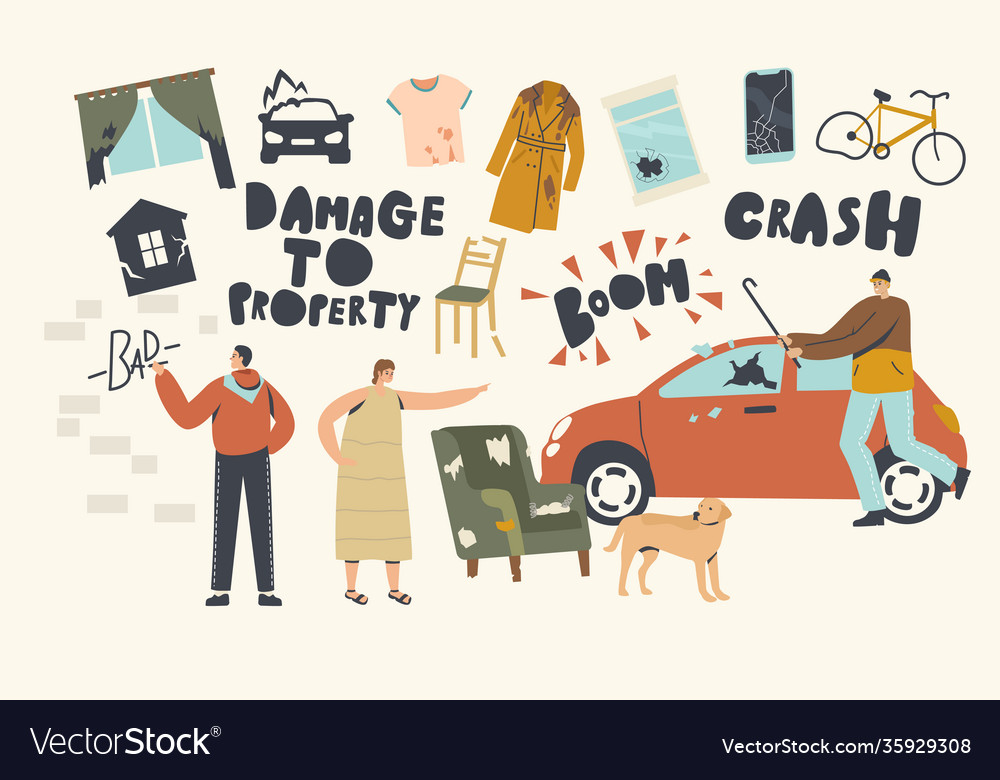 Damage to property concept looters painting walls Vector Image